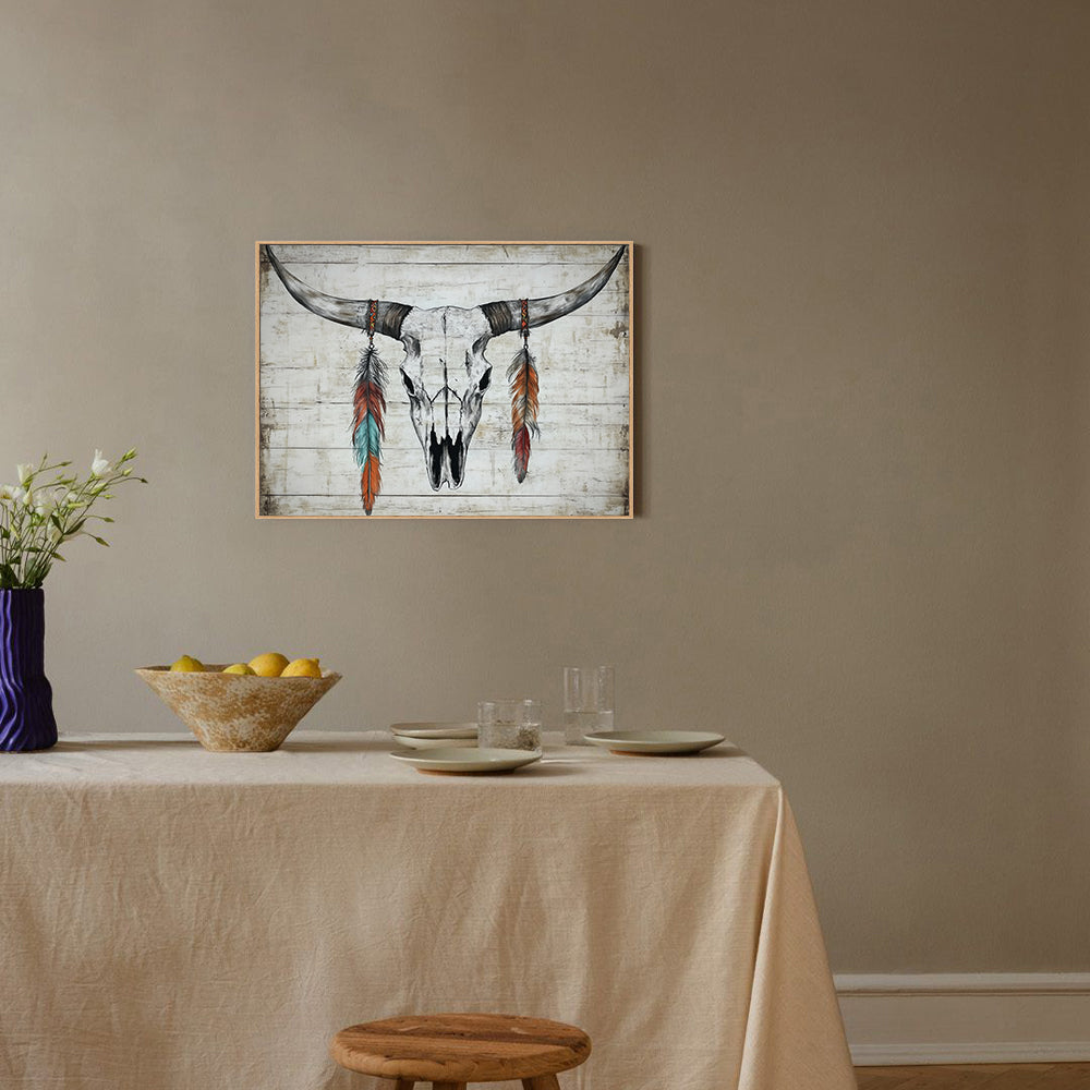 Boho Western Skull Canvas Wall Art