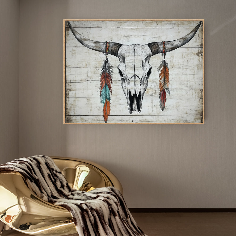 Boho Western Skull Canvas Wall Art