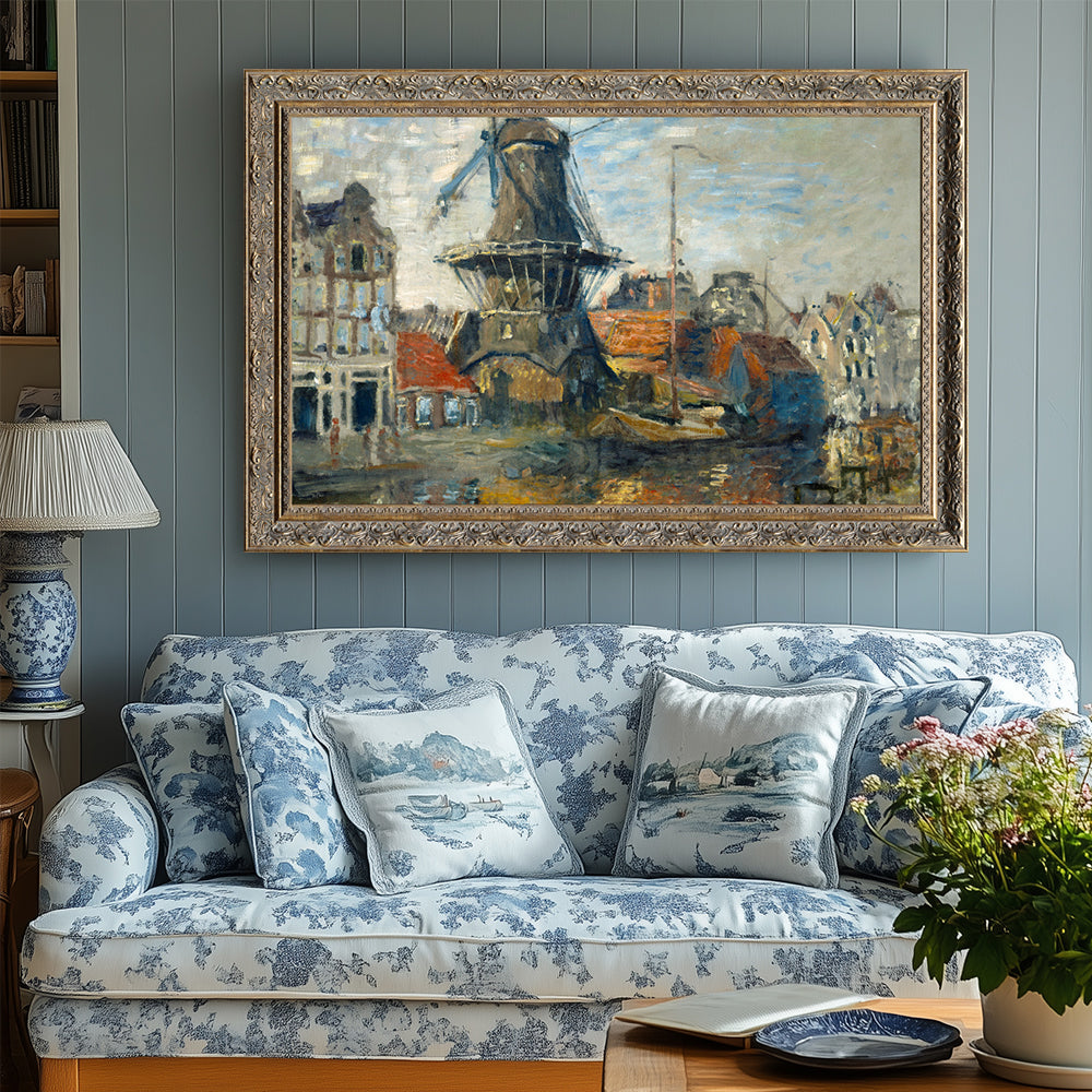"The Windmill on the Onbekende Gracht, Amsterdam" By  Claude Monet