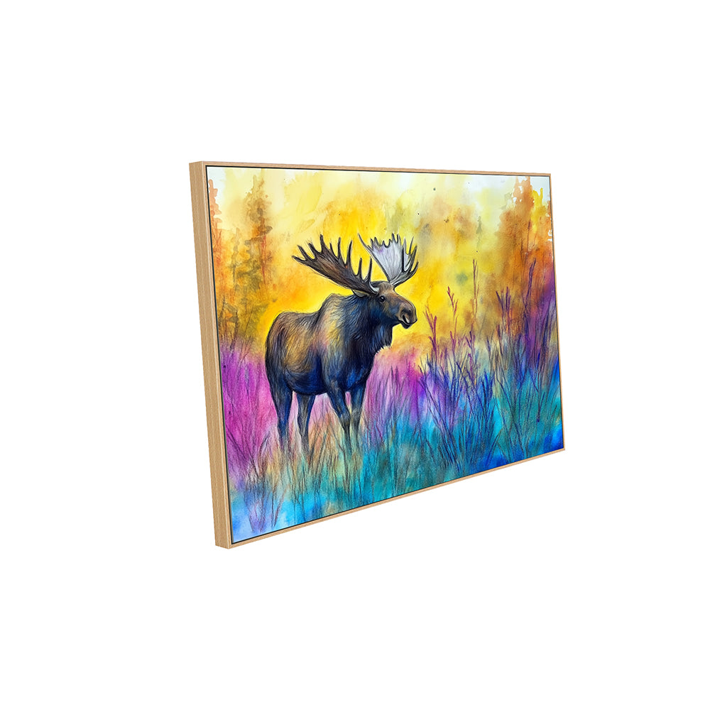 Majestic Moose in Vibrant Forest Canvas Wall Art