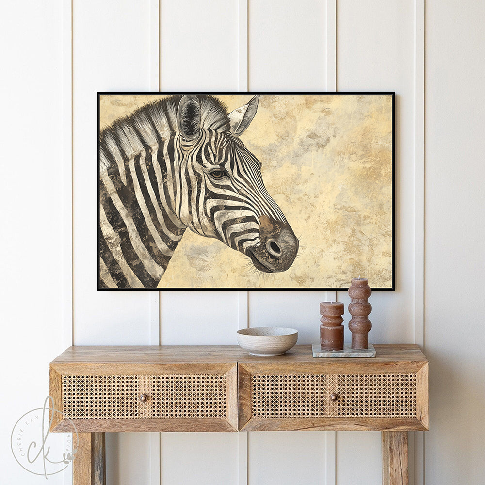 Elegant Zebra Profile Of Safari-Inspired - Canvas Wall Art