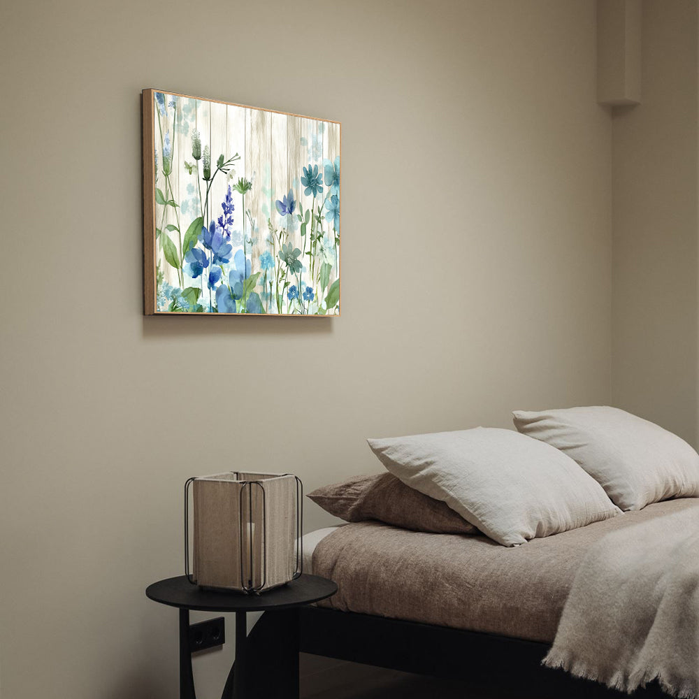 Rustic Blue Floral Canvas Wall Art