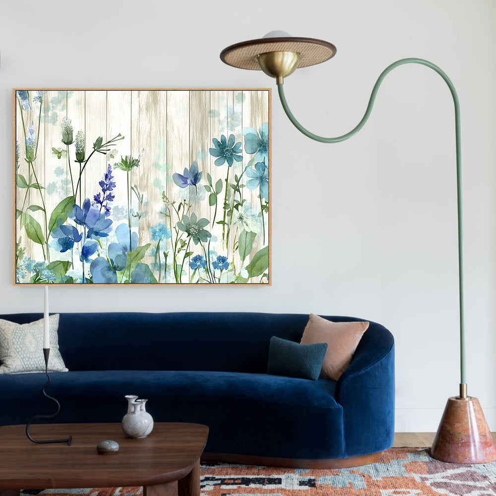 Rustic Blue Floral Canvas Wall Art