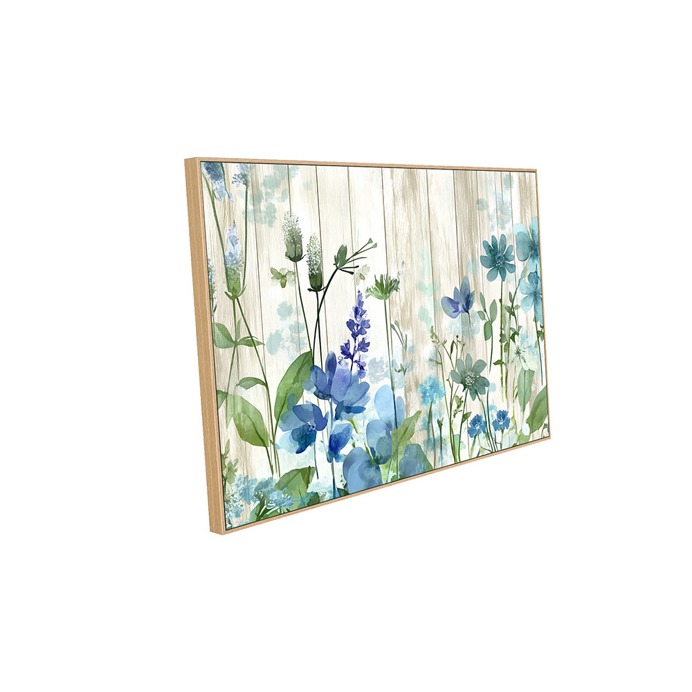 Rustic Blue Floral Canvas Wall Art