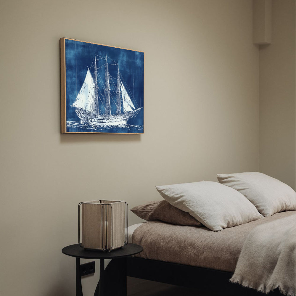 Nautical Ship Blueprint Canvas Wall Art