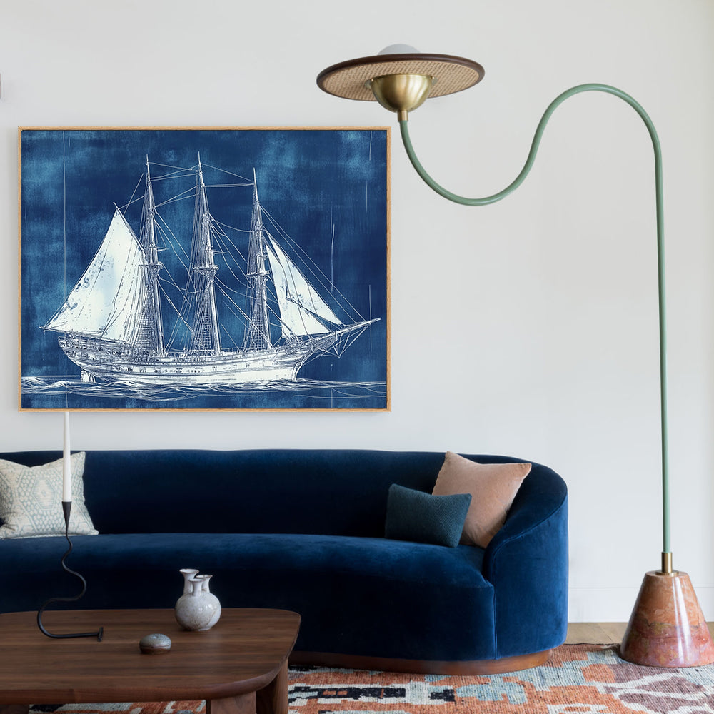 Nautical Ship Blueprint Canvas Wall Art