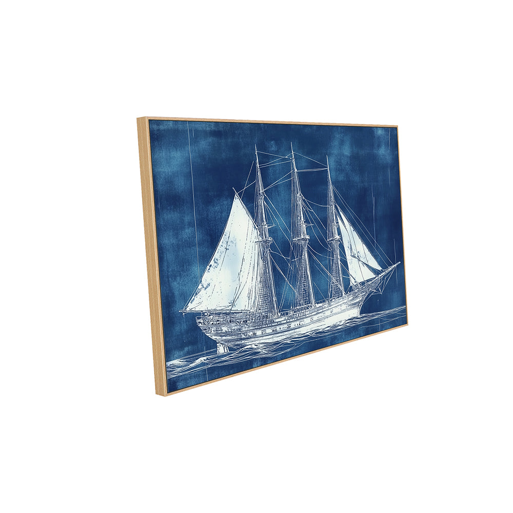 Nautical Ship Blueprint Canvas Wall Art