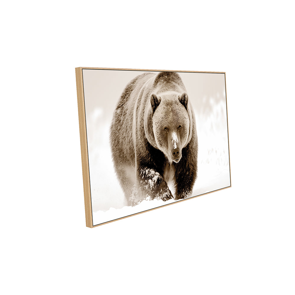 Majestic Grizzly In Snow – Capturing The Strength Of The Wild Canvas Wall Art