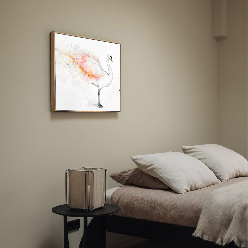 Elegant Swan With Feathers Canvas Wall Art