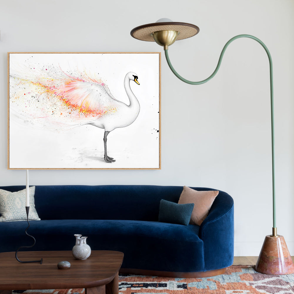 Elegant Swan With Feathers Canvas Wall Art