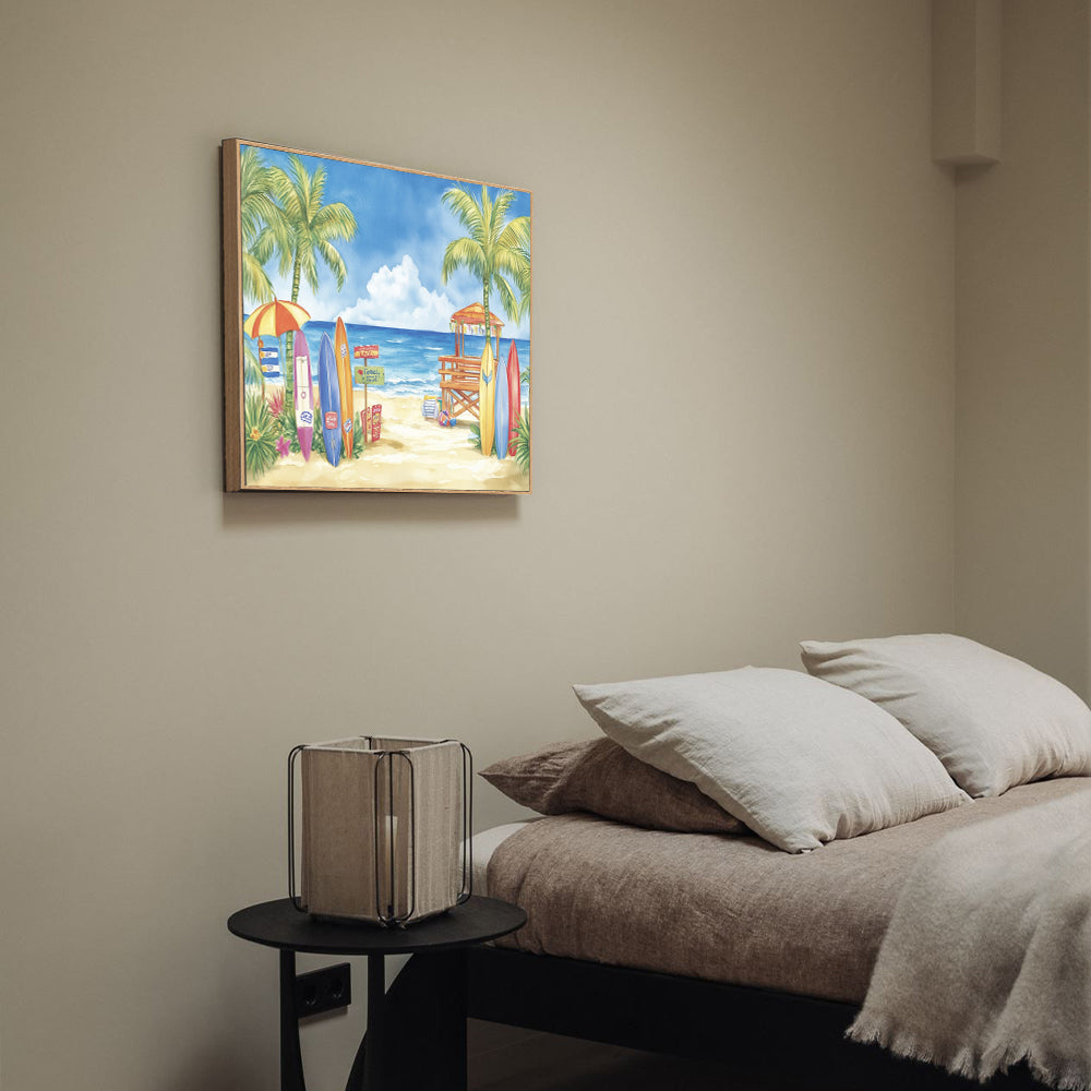 Tropical Surfboard Paradise Canvas Wall Art
