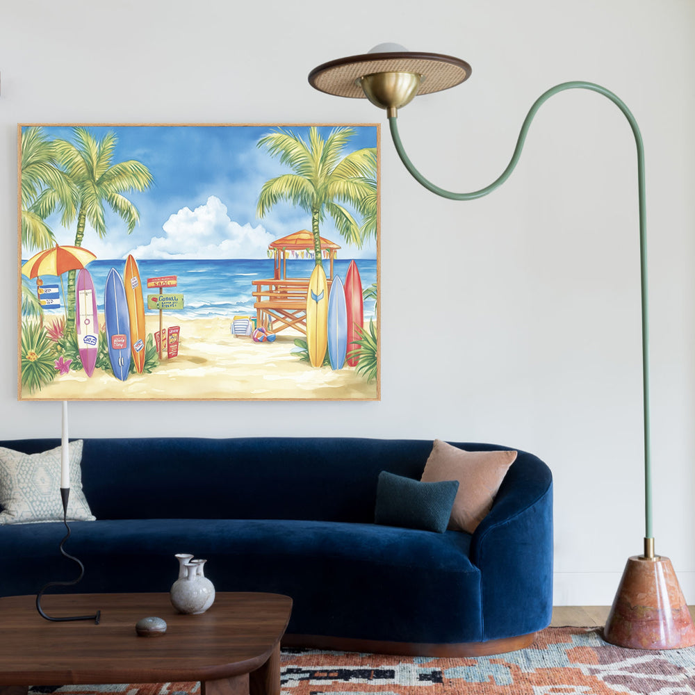 Tropical Surfboard Paradise Canvas Wall Art