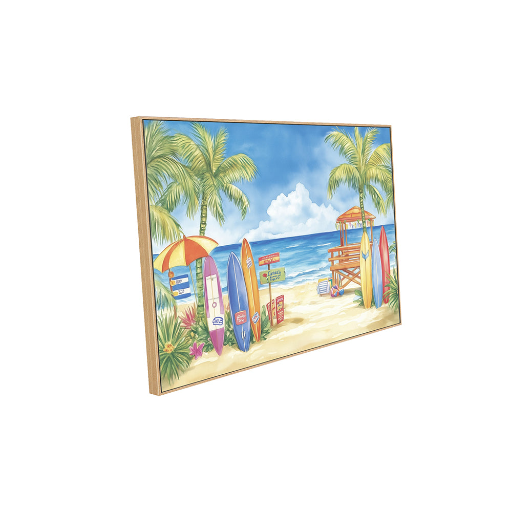 Tropical Surfboard Paradise Canvas Wall Art