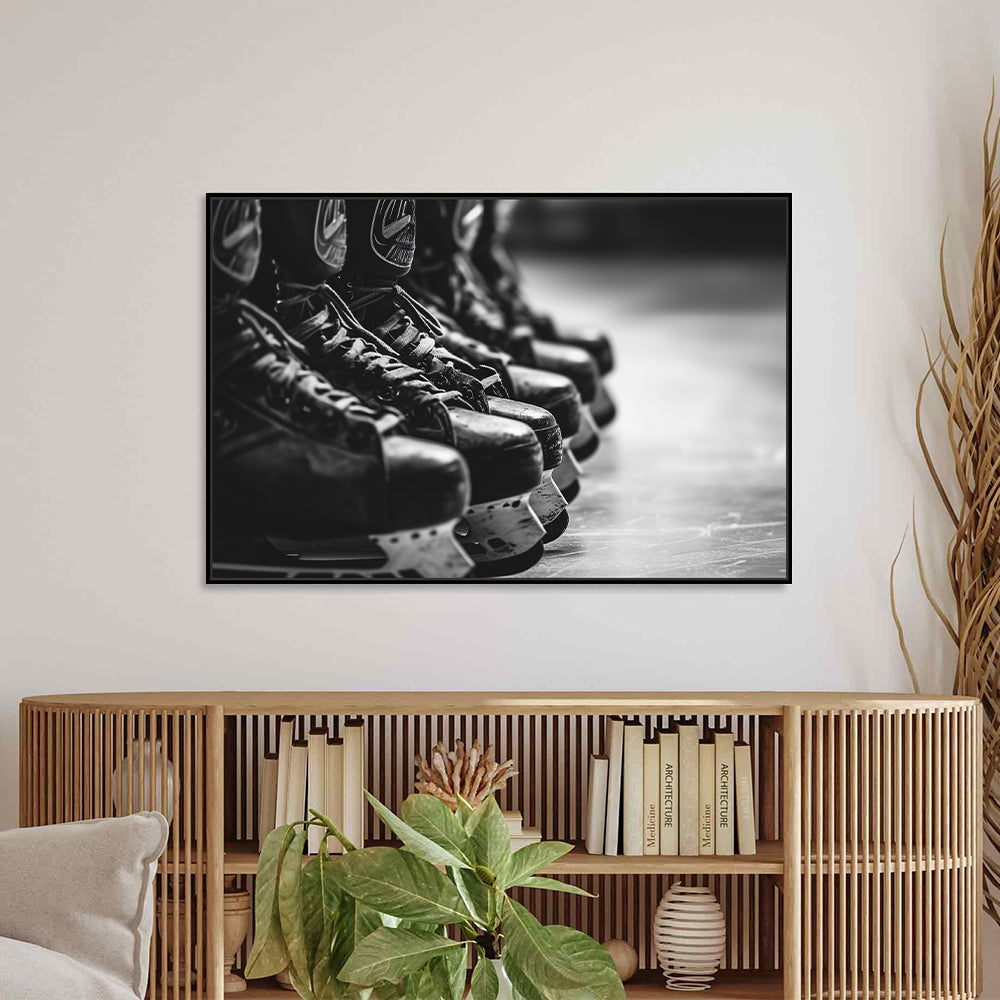 Hockey Passion: Black-And-White Canvas Wall Art