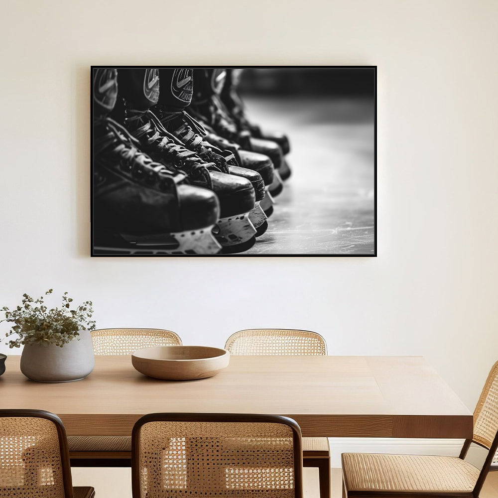 Hockey Passion: Black-And-White Canvas Wall Art