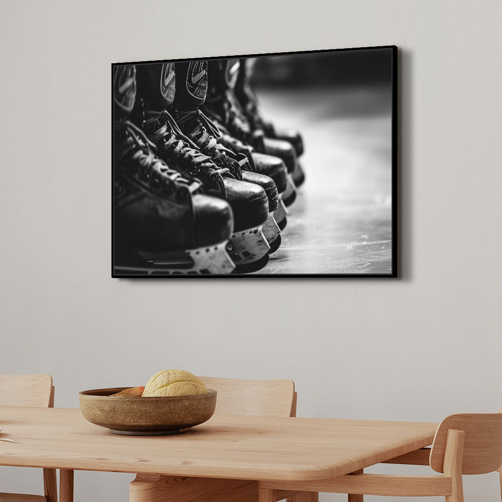 Hockey Passion: Black-And-White Canvas Wall Art