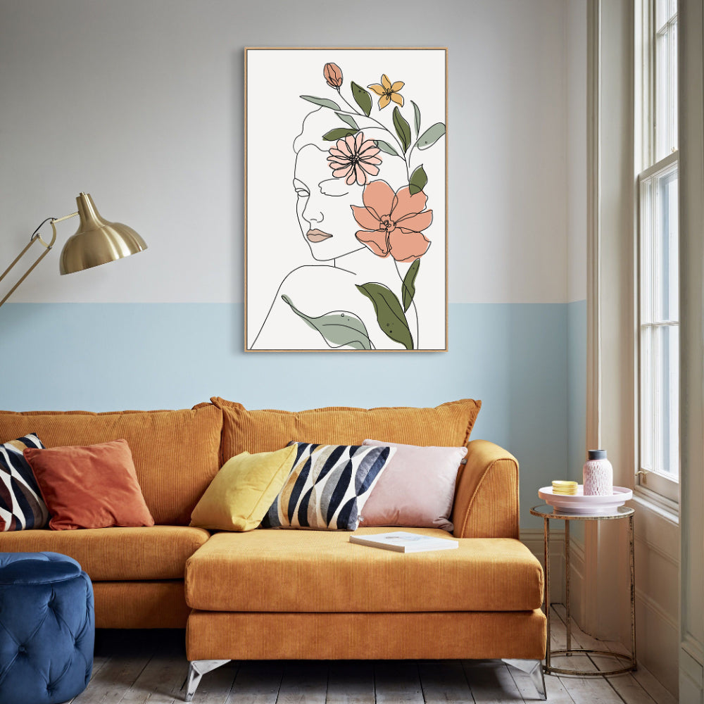 Floral Harmony Line Art Canvas Wall Art