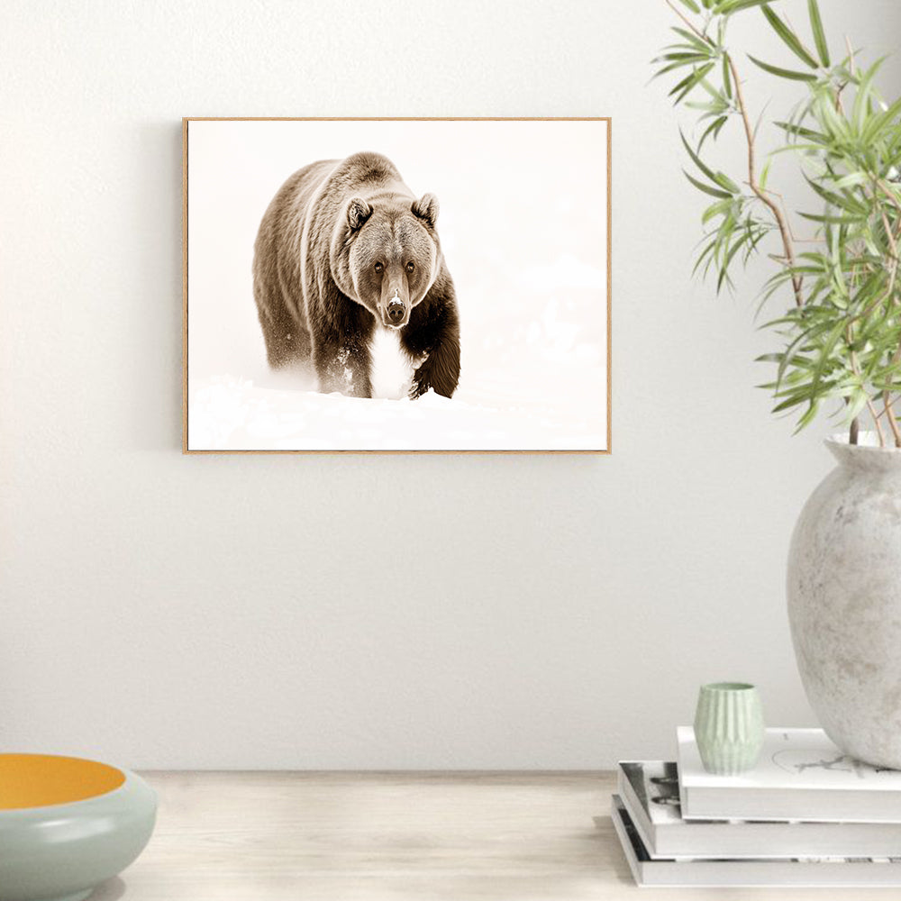 Fearless Grizzly In Winter – Timeless Wildlife Décor Canvas Wall Art
