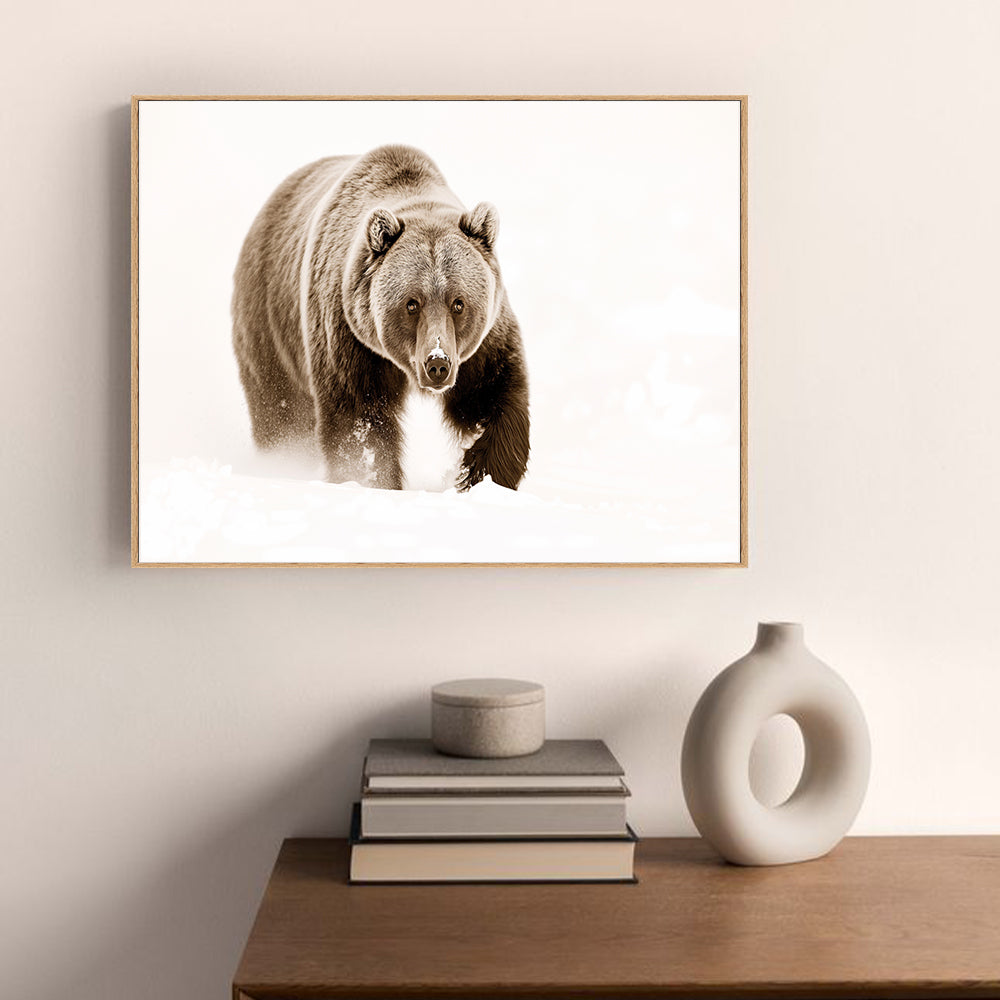 Fearless Grizzly In Winter – Timeless Wildlife Décor Canvas Wall Art