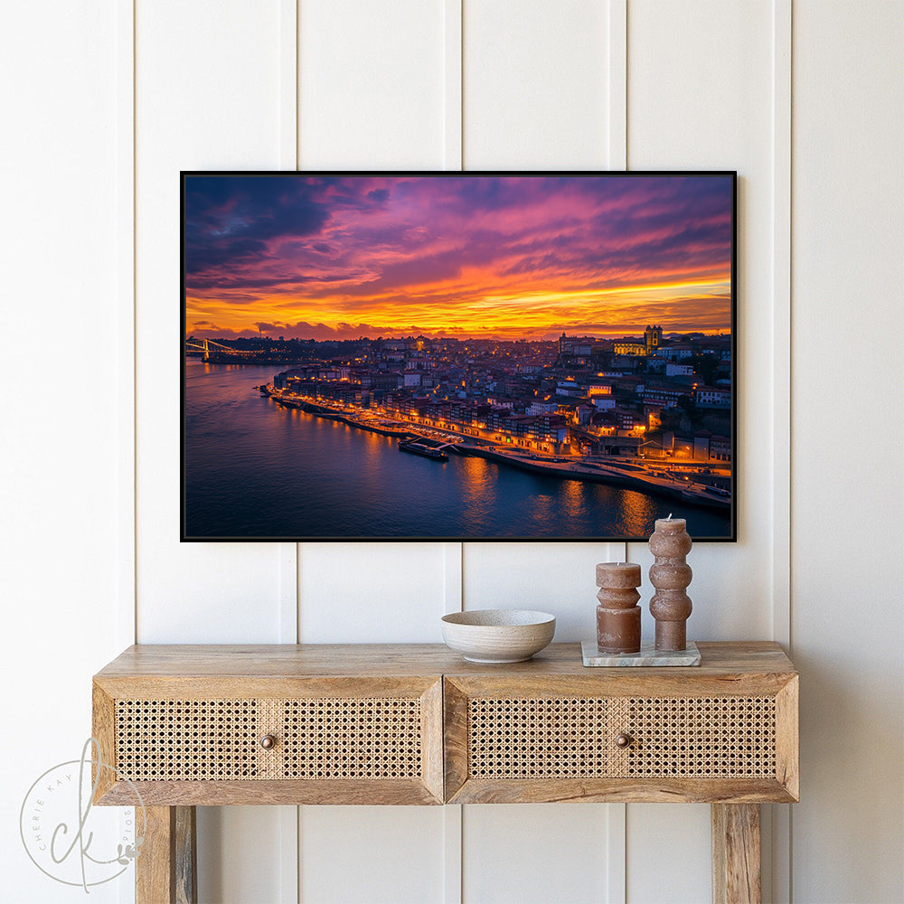Vibrant City Sunset Canvas Wall Art