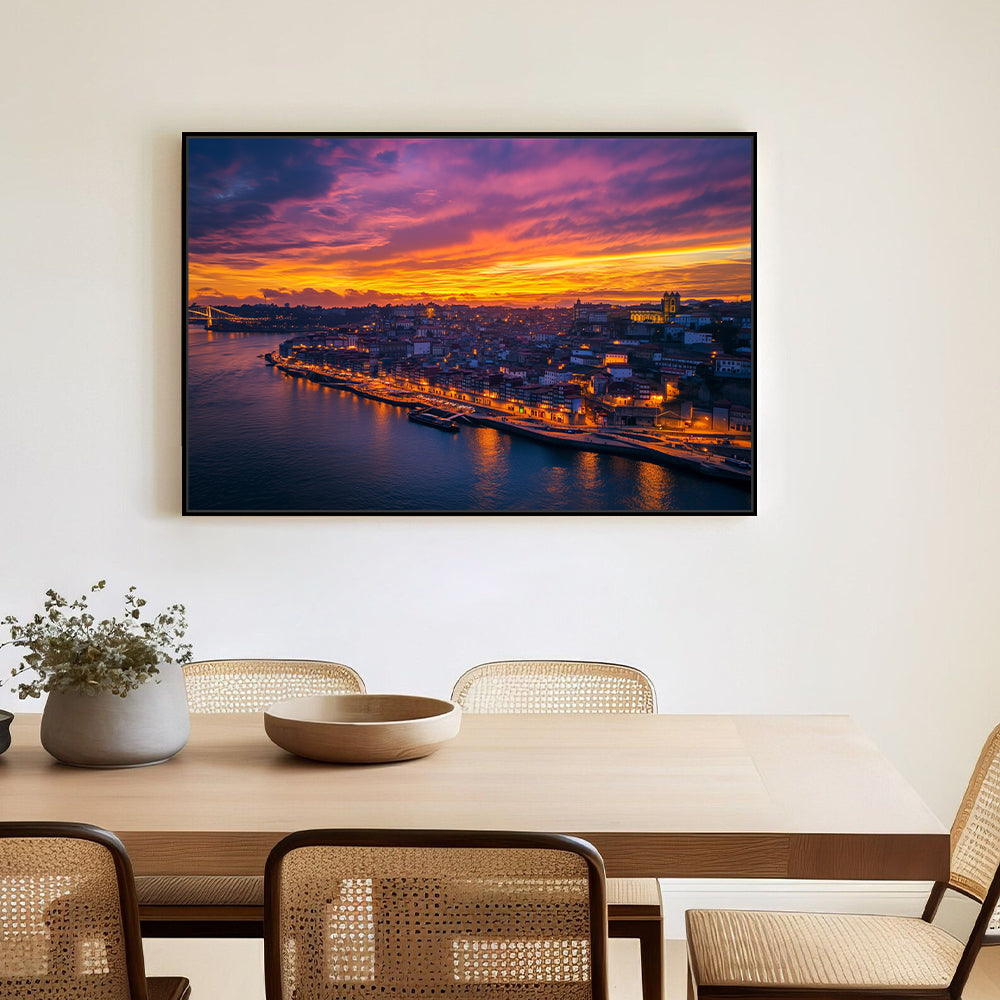 Vibrant City Sunset Canvas Wall Art