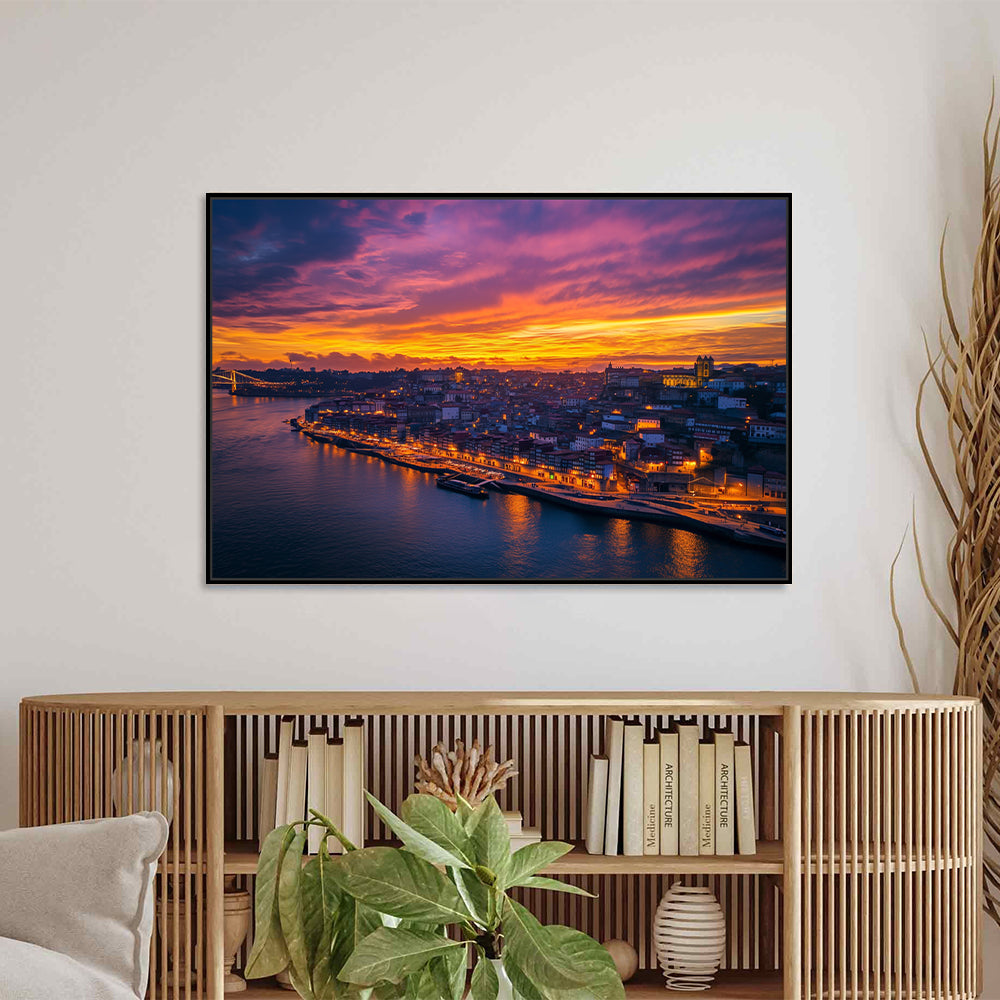 Vibrant City Sunset Canvas Wall Art