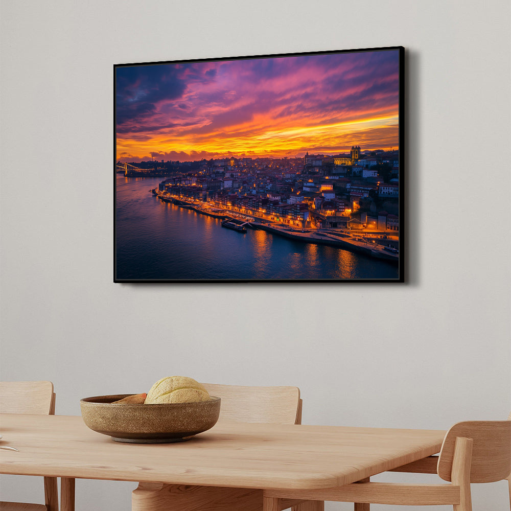 Vibrant City Sunset Canvas Wall Art