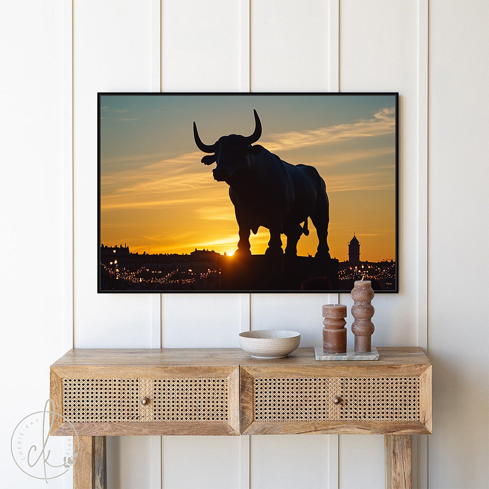 Majestic Bull Silhouette Canvas Wall Art