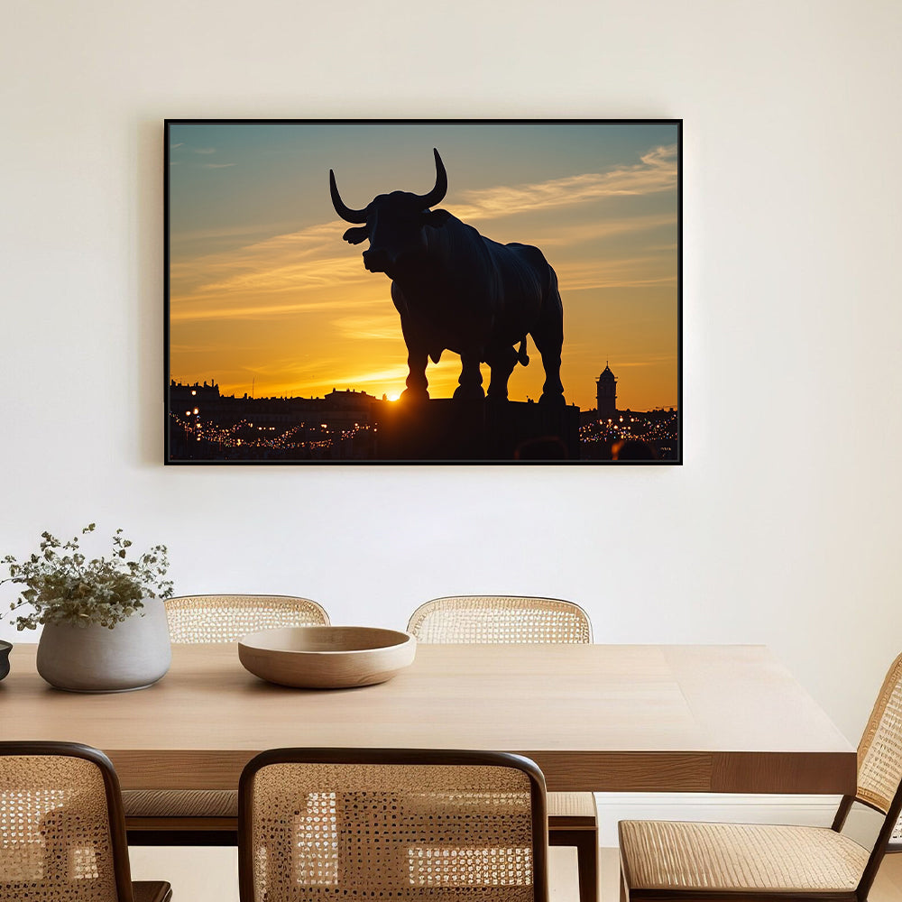 Majestic Bull Silhouette Canvas Wall Art