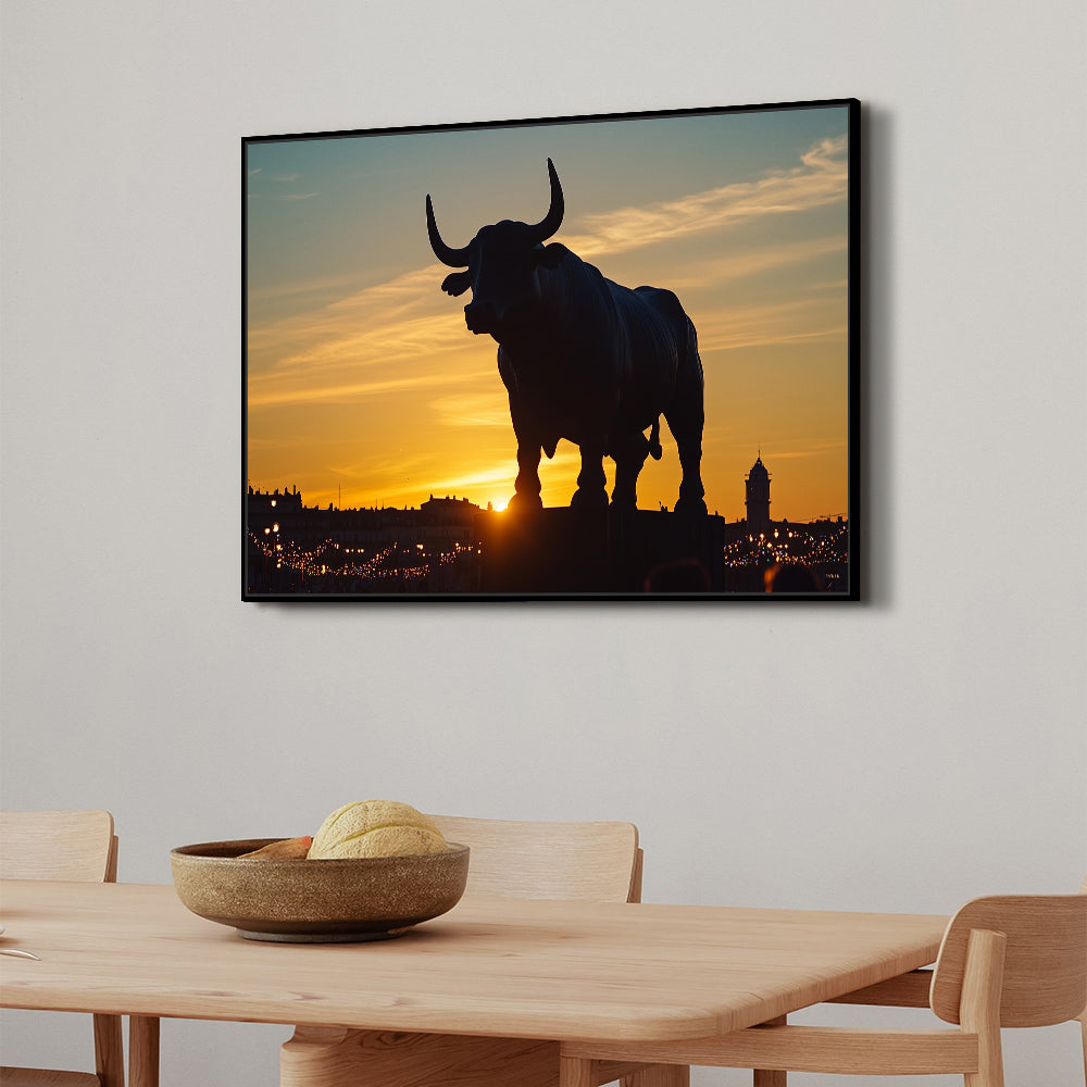 Majestic Bull Silhouette Canvas Wall Art