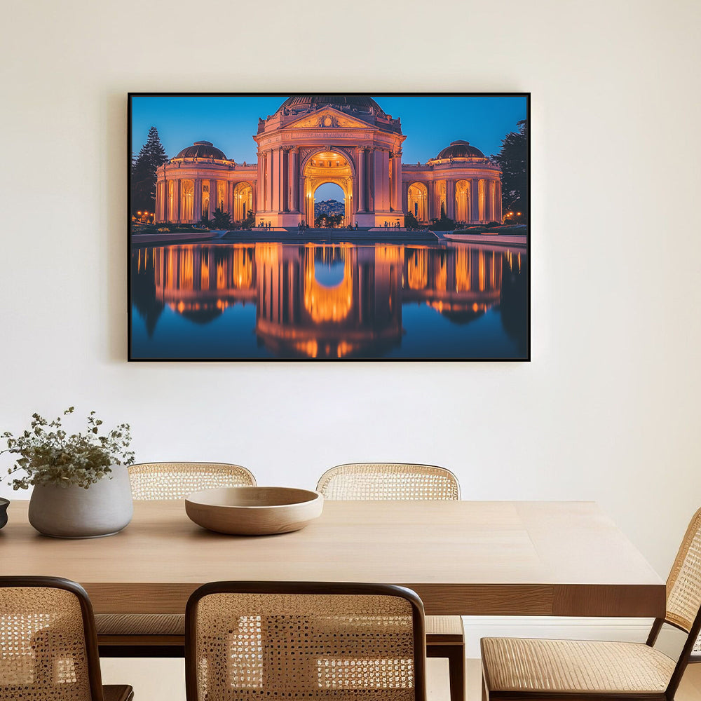 Illuminated Palace Reflection Canvas Wall Art