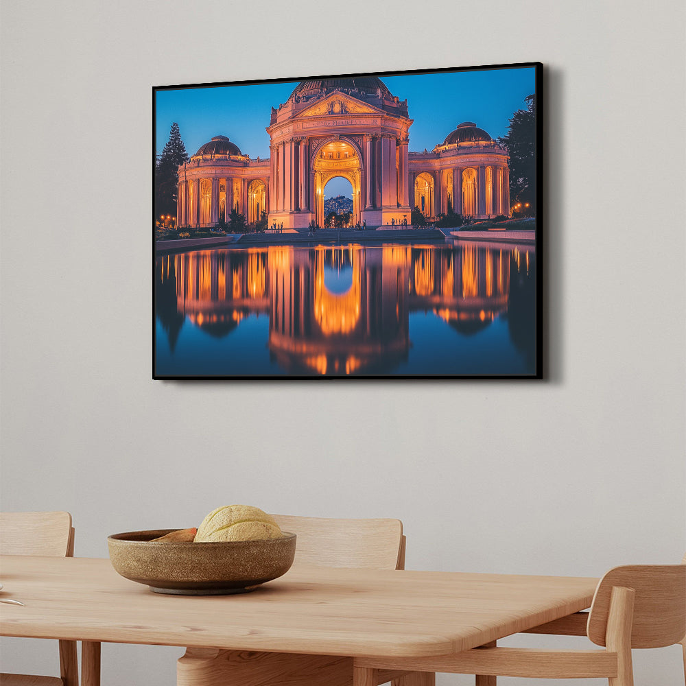 Illuminated Palace Reflection Canvas Wall Art
