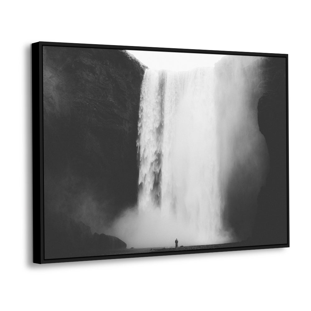 Majestic Waterfall - Black And White Canvas Wall Art