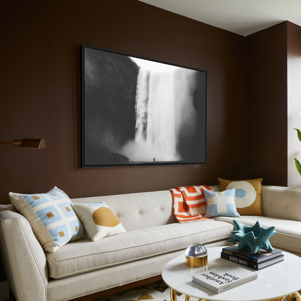 Majestic Waterfall - Black And White Canvas Wall Art