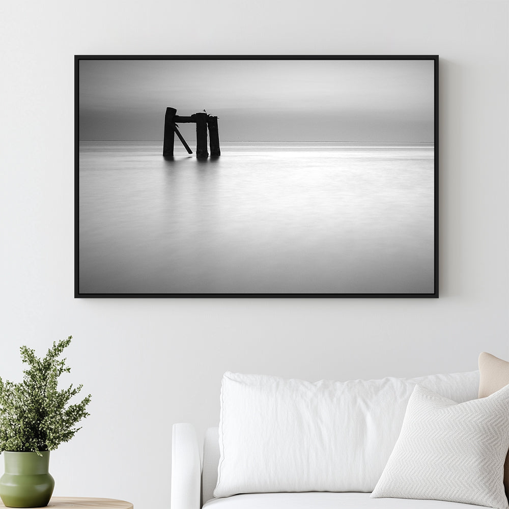 Solitary Pier At Twilight Canvas Wall Art