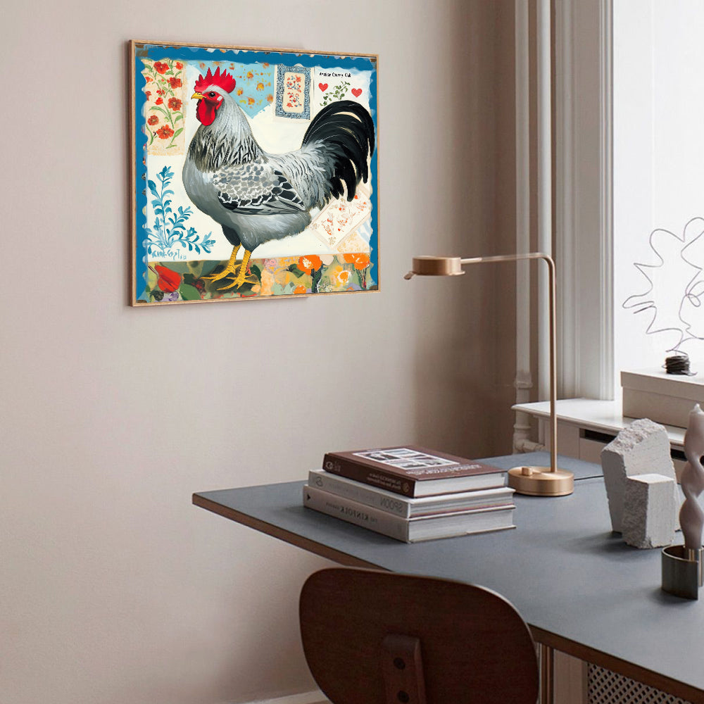 Farmhouse Rooster Collage Canvas Wall Art