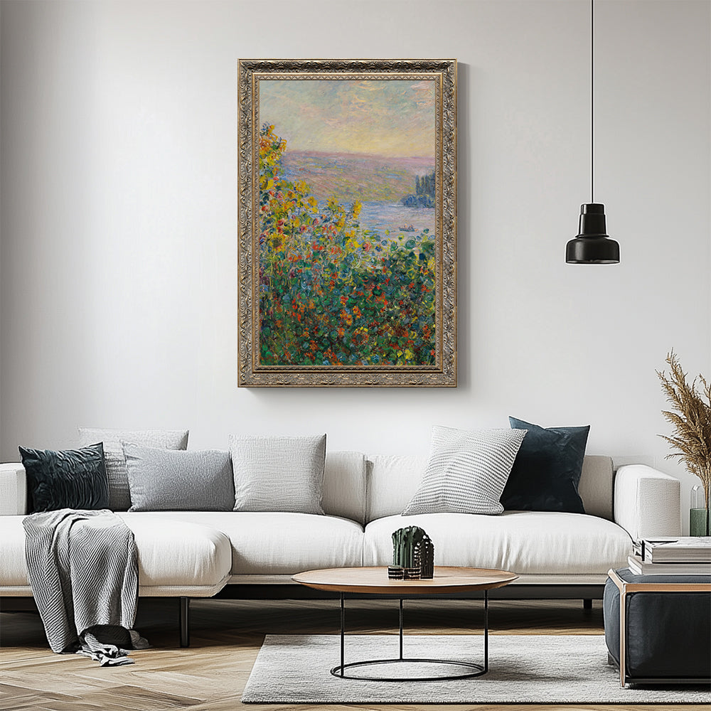 Flower Beds At Vétheuil By Claude Monet