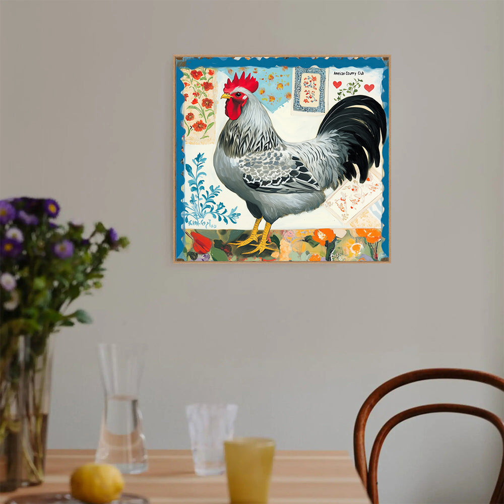 Farmhouse Rooster Collage Canvas Wall Art
