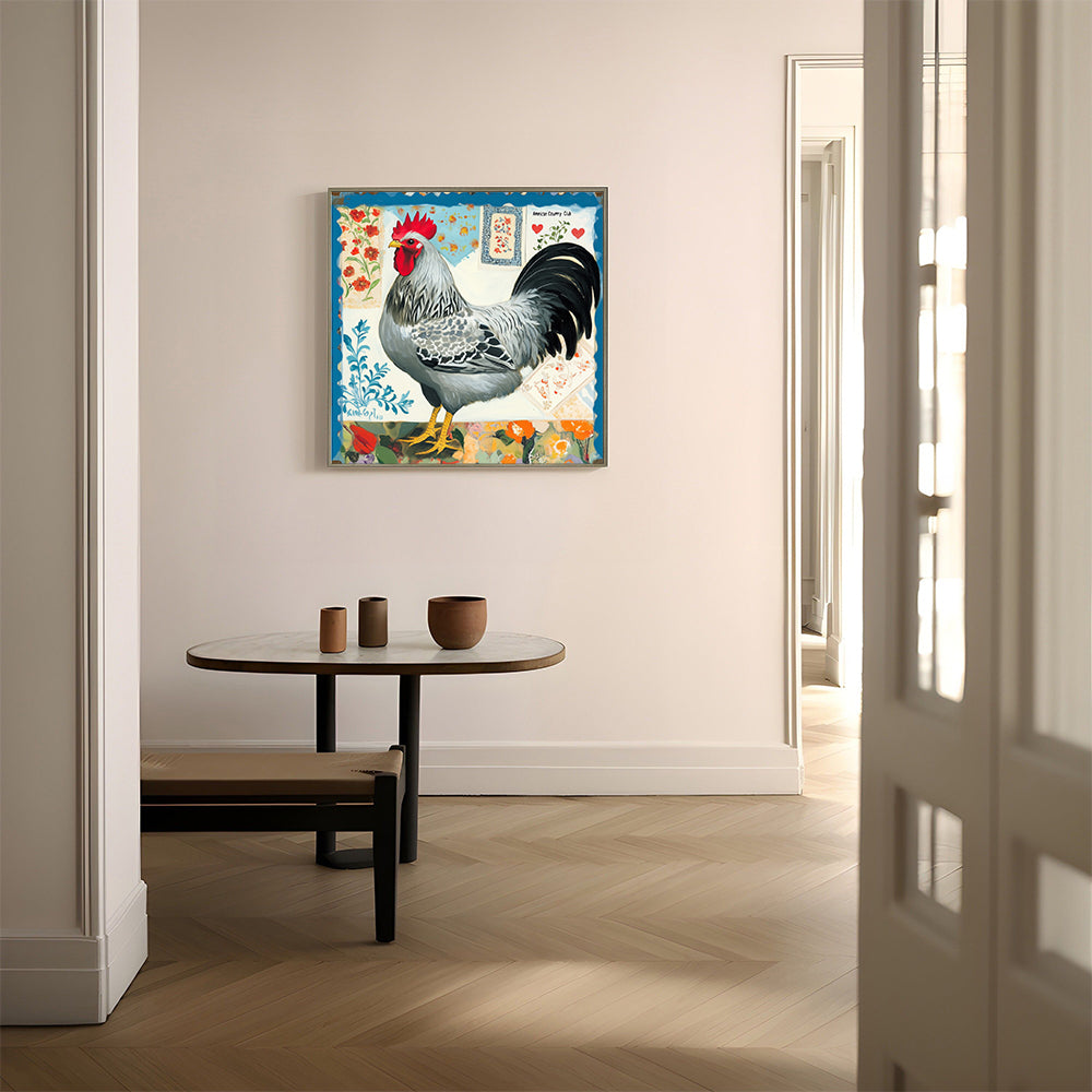 Farmhouse Rooster Collage Canvas Wall Art