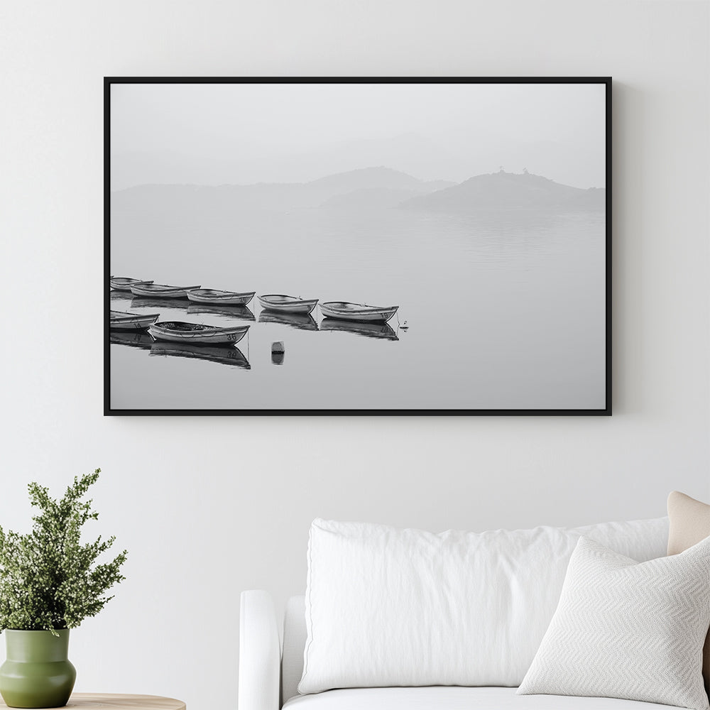 Serene Boats On The Water Canvas Wall Art
