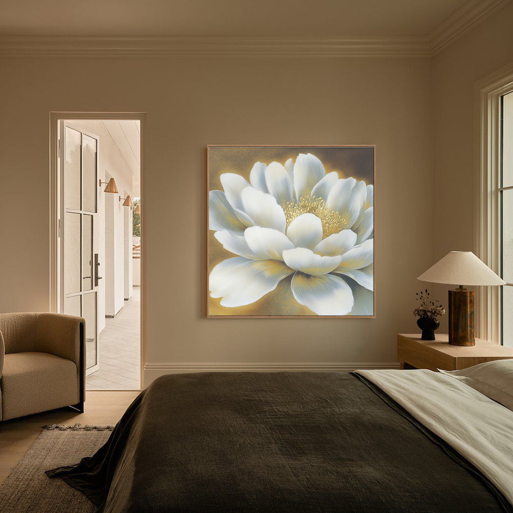 Radiant White Bloom Canvas Wall Art