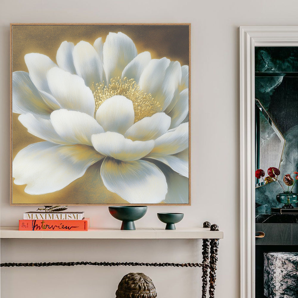 Radiant White Bloom Canvas Wall Art
