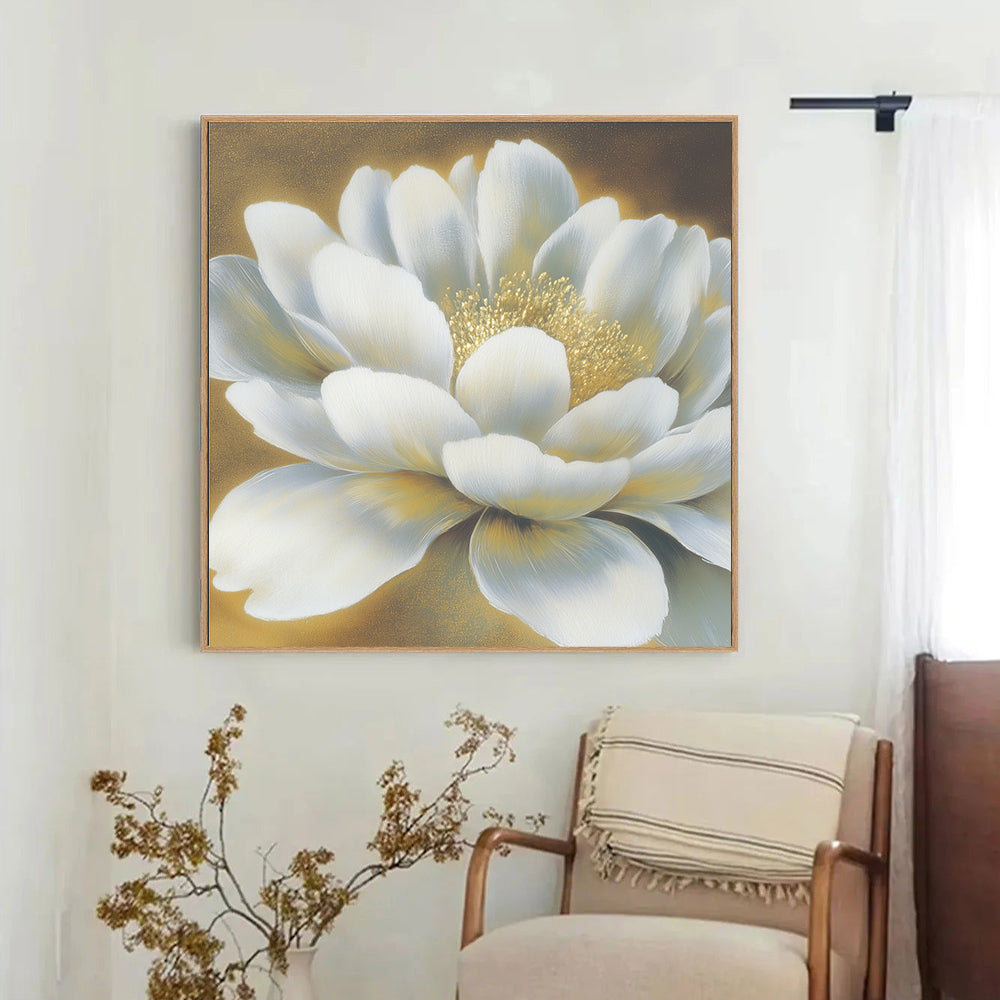 Radiant White Bloom Canvas Wall Art