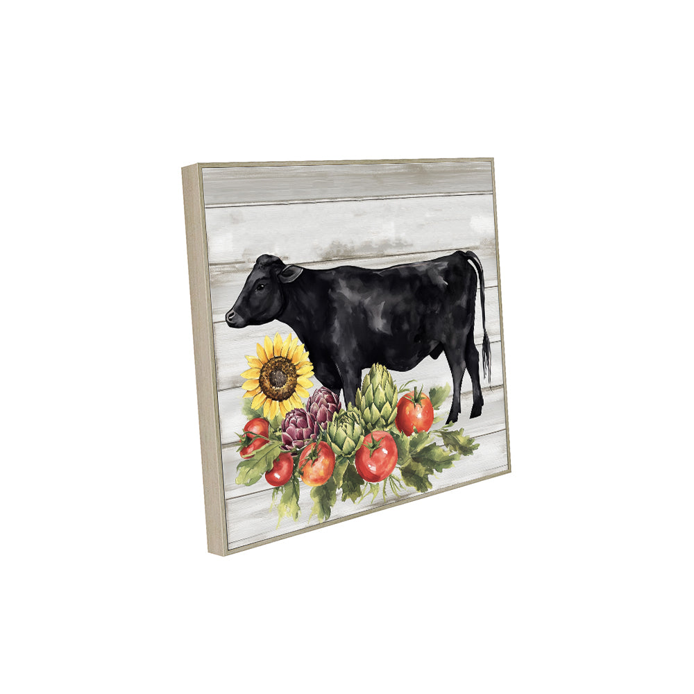 Rustic Farmhouse Cow And Harvest Canvas Wall Art