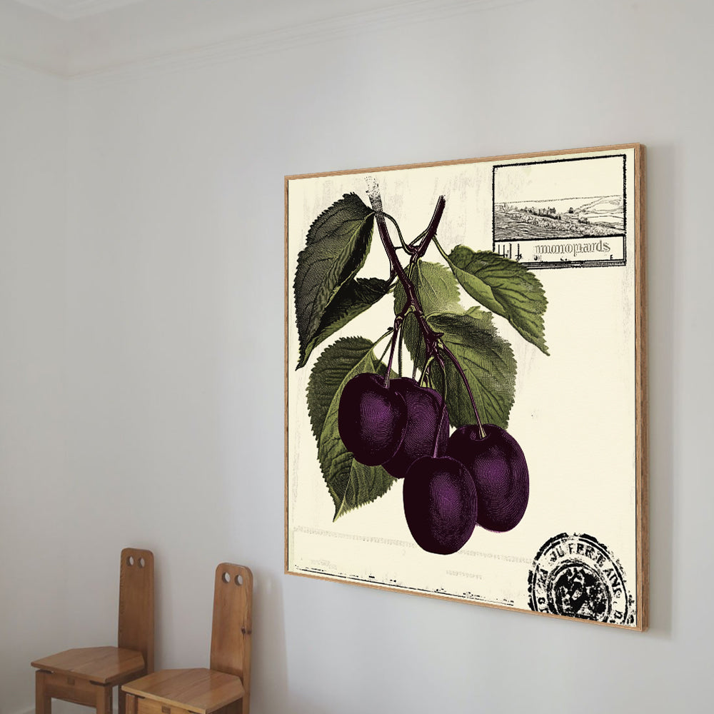 Vintage Cherry Botanical Canvas Wall Art