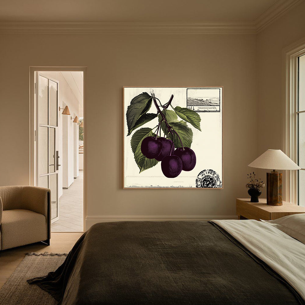Vintage Cherry Botanical Canvas Wall Art