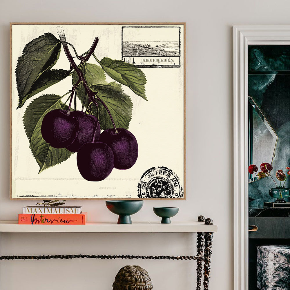 Vintage Cherry Botanical Canvas Wall Art