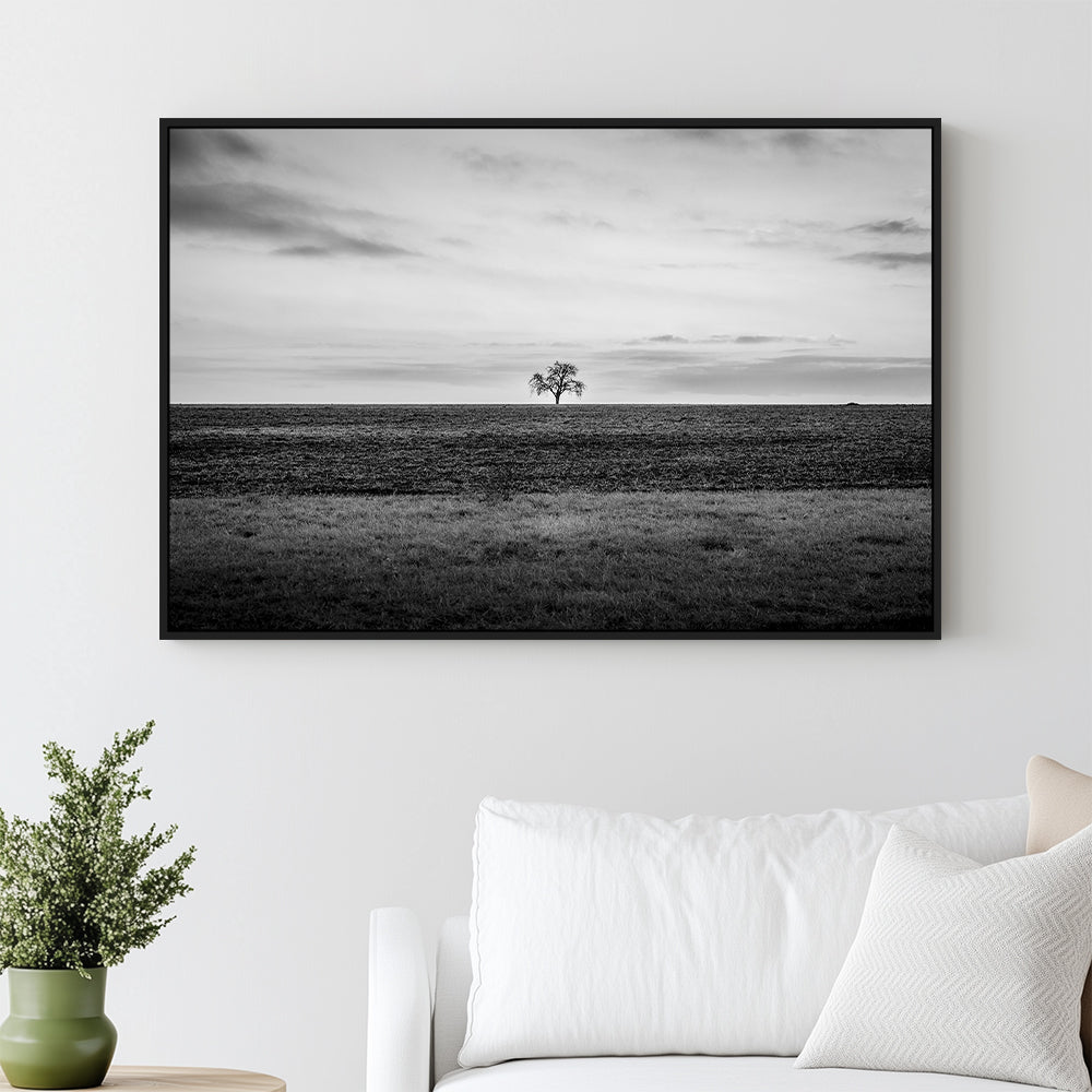 A Moment Of Stillness – Tree In The Field Canvas Wall Art