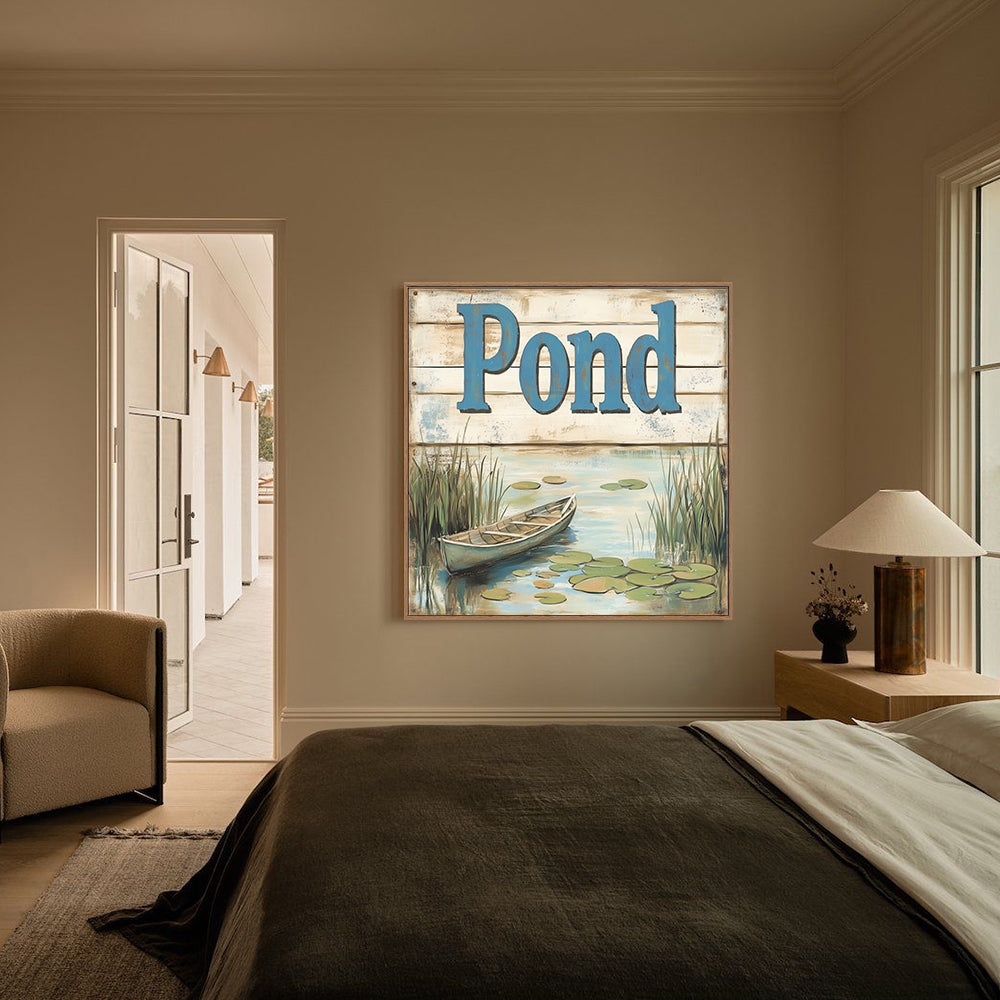 Rustic Pond Scene Canvas Wall Art
