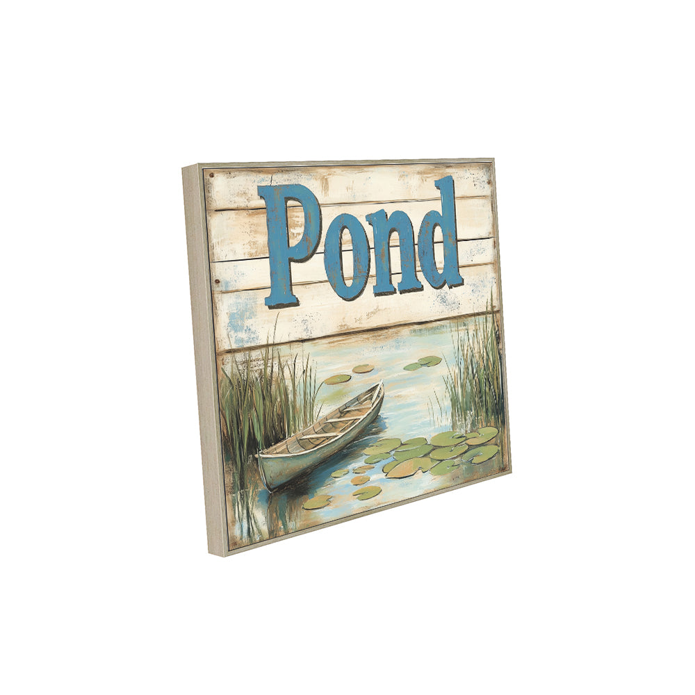 Rustic Pond Scene Canvas Wall Art